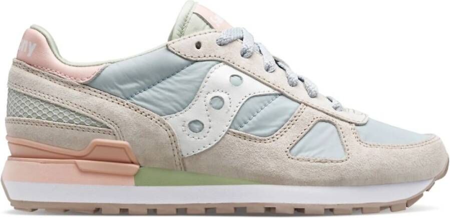 Saucony Grijs Blauw Suède Nylon Sneakers Blue Dames - Foto 2