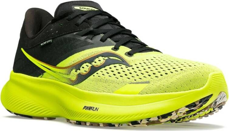 Saucony Stijlvolle en comfortabele Citron Black Ride 16 Sneakers Yellow Heren