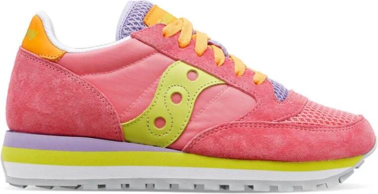 Saucony Suède Sneakers met Contrastlogo en Rubberen Zool Pink Dames