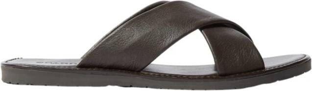 Scarosso Adriano Sliders Handgemaakte Italiaanse leren sandalen Bruin Heren