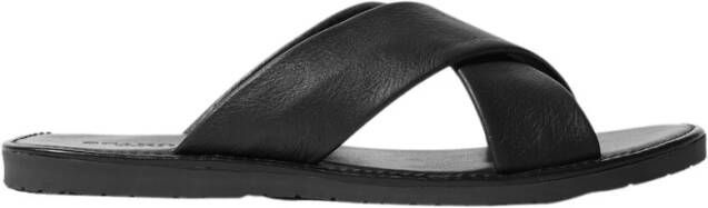Scarosso Adriano Sliders Handgemaakte Italiaanse leren sandalen Zwart Heren
