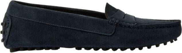 Scarosso Ashley Suede Loafers Handgemaakte Italiaanse rijdschoenen Blue Dames