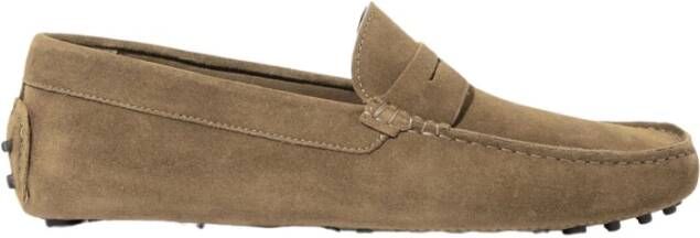 Scarosso Beige Suède Handgemaakte Penny Driving Loafers