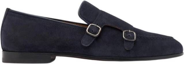 Scarosso Blauwe Suede Monkstrap Loafers Blue Heren