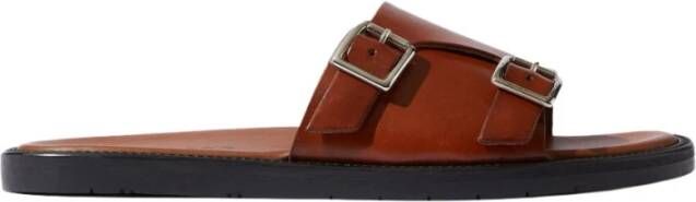 Scarosso Costantino Leren Sliders Bruin Heren