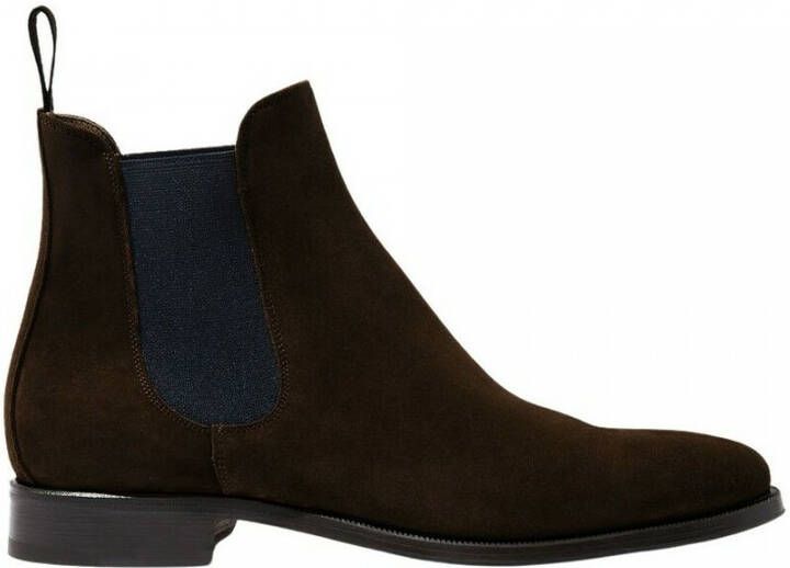 Scarosso Handgemaakte Donkerbruine Suède Chelsea Boots Black Heren