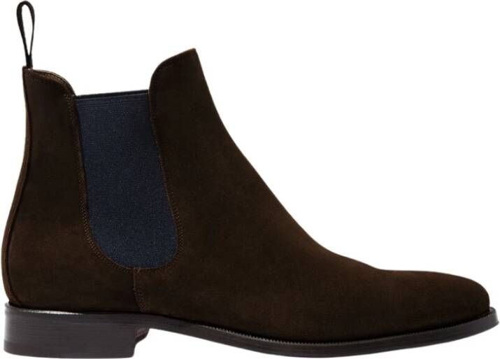 Scarosso Handgemaakte Donkerbruine Suède Chelsea Boots Zwart Heren