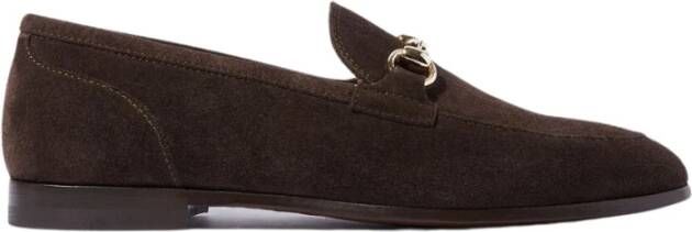 Scarosso Handgemaakte donkerbruine suède loafers met horsebit detail Brown Dames