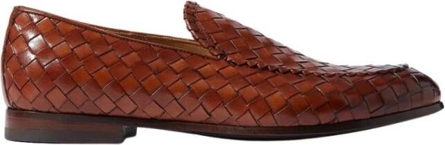 Scarosso Handgemaakte geweven cognac leren loafers Brown Heren