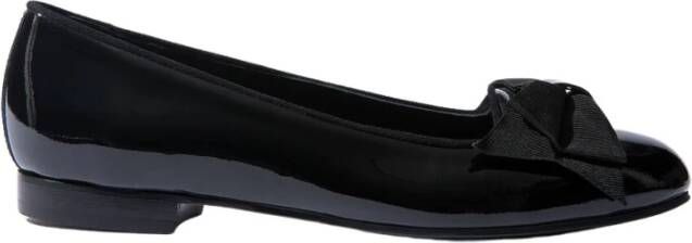 Scarosso Handgemaakte Italiaanse ballerina`s met tonale grosgrain strik Black Dames