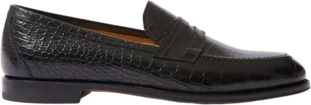 Scarosso Handgemaakte krokodillenprint loafers Black Heren