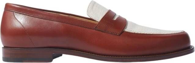 Scarosso Havana Loafers Cognac Leer en Oxygen Stof Brown Heren