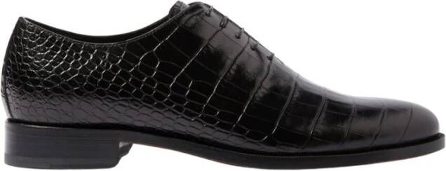 Scarosso Handgemaakte Oxford Schoenen met Krokodillenprint Black Heren