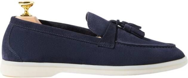 Scarosso Leandra Blu Scamosciata Handgemaakte Italiaanse mocassins Blue Dames