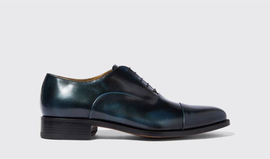 Scarosso Lorenzo Blu Handgemaakte Leren Oxfords Blue Heren