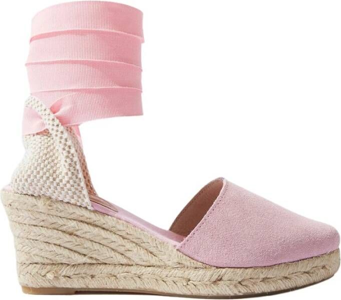 Scarosso Paloma Wedges: Handgemaakte Roze Suède Espadrilles Pink Dames