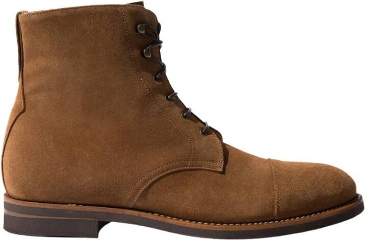 Scarosso Paolo Laarzen Handgemaakte Italiaanse Bruine Suède Veterschoenen Brown Heren