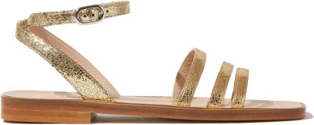 Scarosso Sarah Cracked Gouden Kalfsleren Sandalen Geel Dames