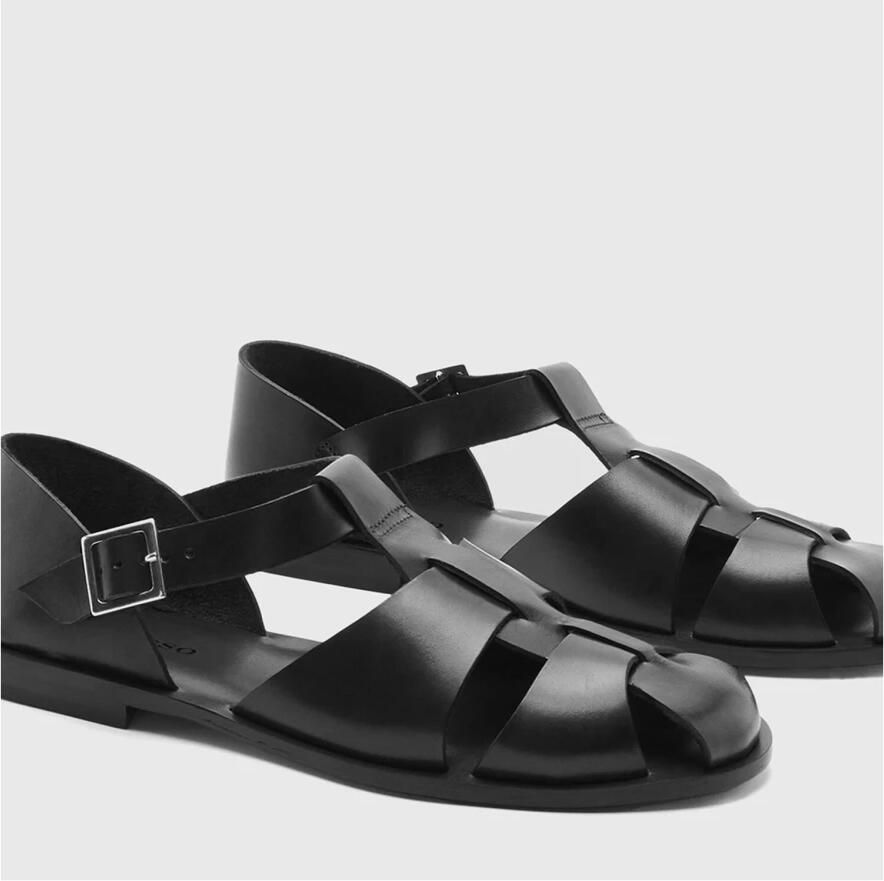 Scarosso Visserstijl Leren Sandalen Black Heren - Foto 2