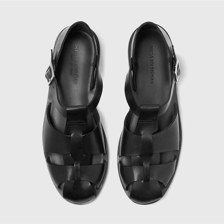 Scarosso Visserstijl Leren Sandalen Black Heren - Foto 3