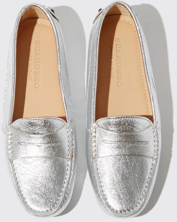 Scarosso Ashley Loafers Handgemaakte Italiaanse Leren Schoenen Gray Dames
