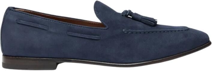 Scarosso Blauwe Suede Kwastjesloafers