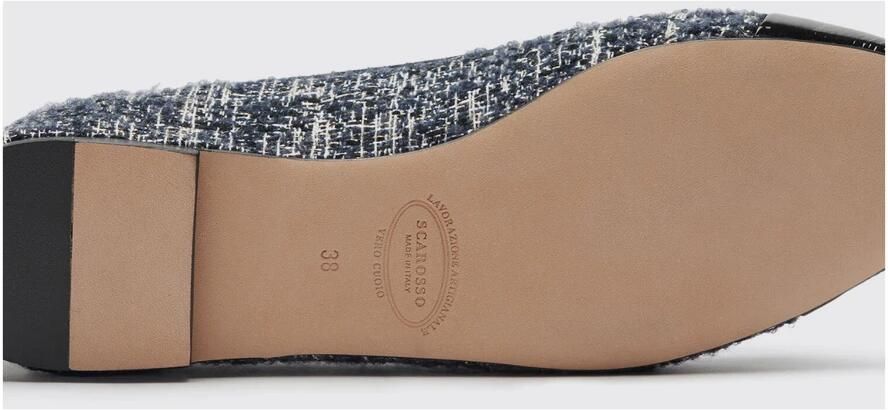Scarosso Blauwe Tweed Ballet Flats met Veters Blue Dames