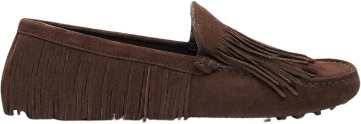 Scarosso Bruine suède driving shoes met franjes