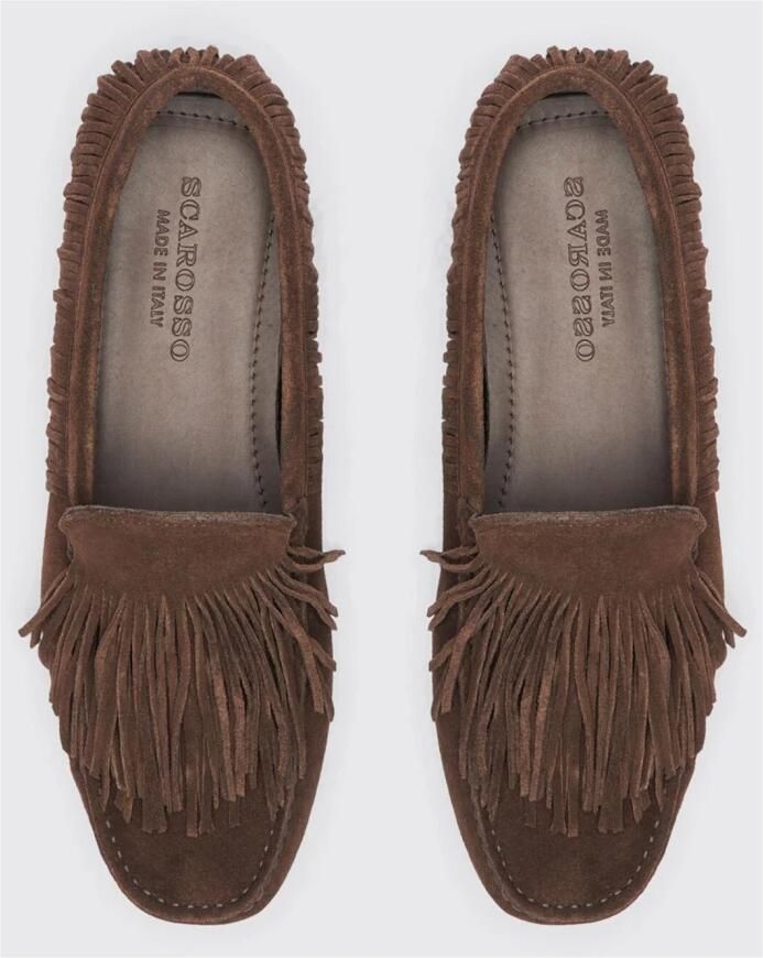 Scarosso Bruine suède driving shoes met franjes - Foto 2