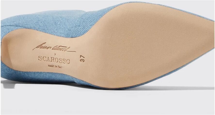 Scarosso Carra Lichtblauwe Denim Laarzen met Hak
