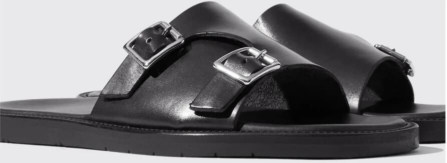 Scarosso Zwarte Leren Monkstrap Sandalen Zwart Heren