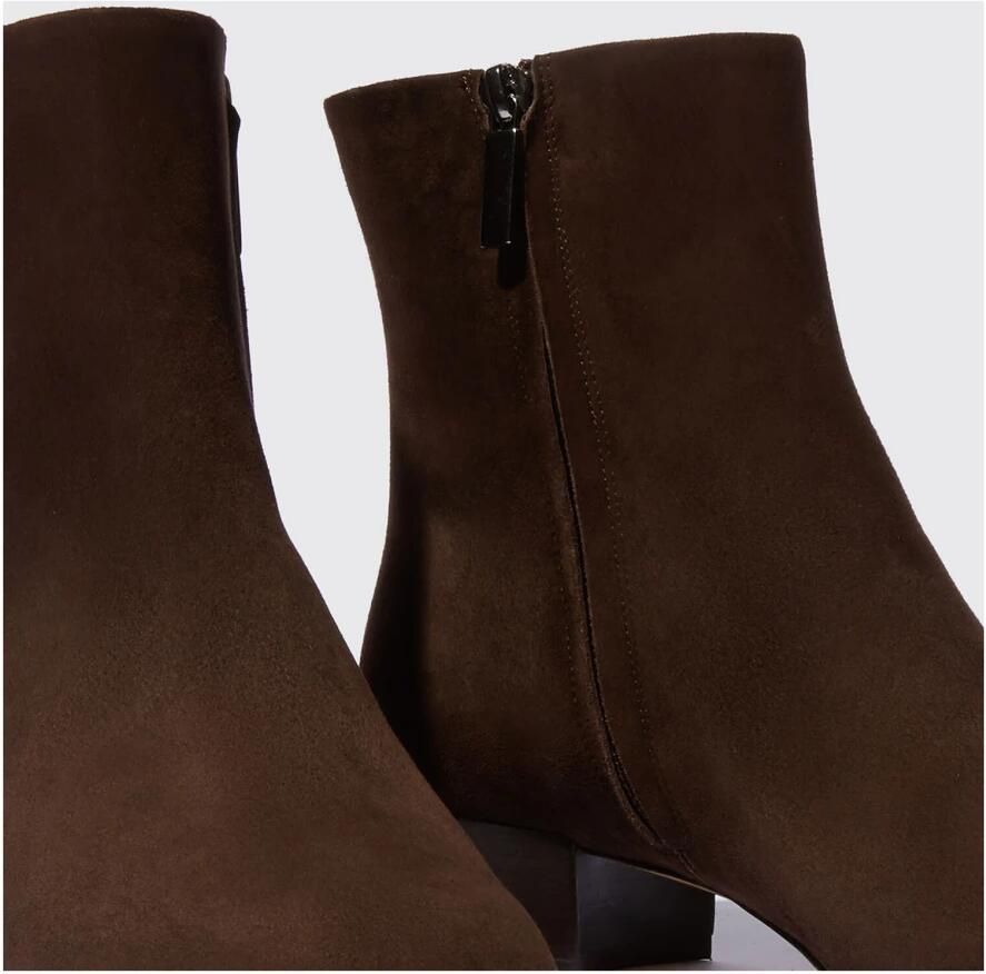 Scarosso Donkerbruine Suède Enkellaarsjes