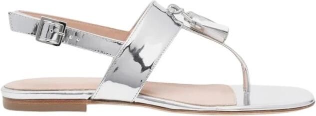 Scarosso Emma Platte Leren Sandalen Grijs Dames - Foto 2