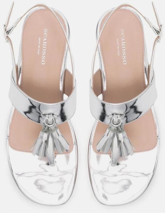 Scarosso Emma Platte Leren Sandalen Grijs Dames