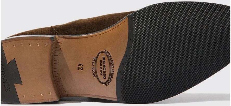 Scarosso Handgemaakte Donkerbruine Suède Chelsea Boots Black Heren - Foto 2