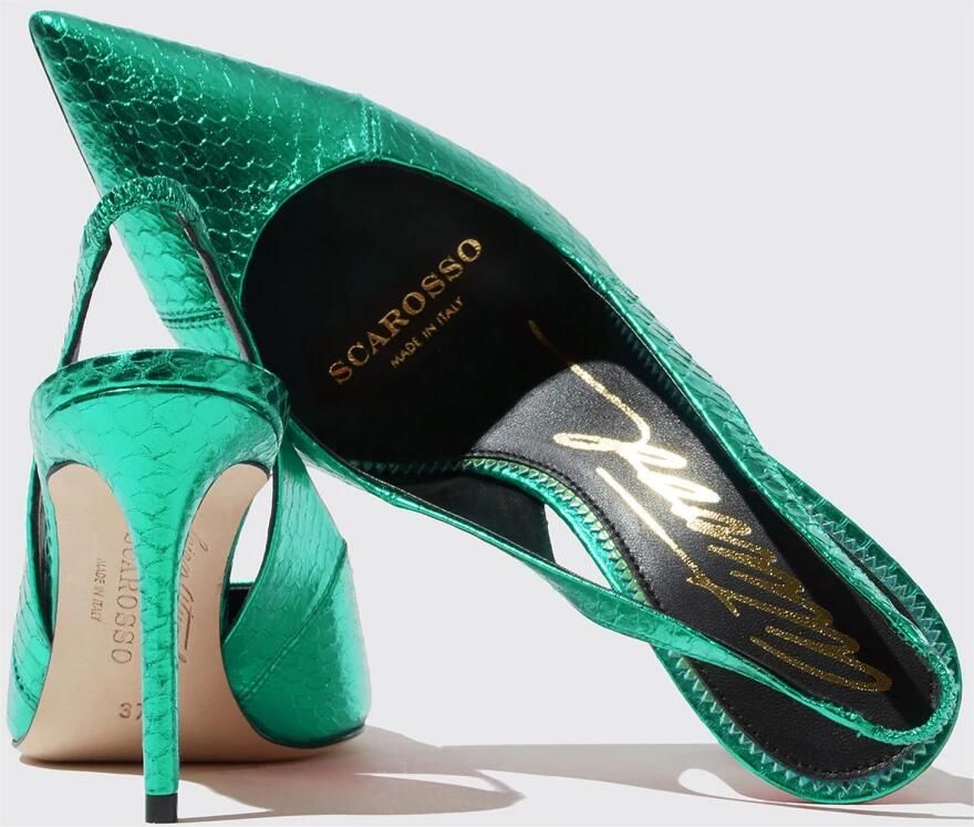 Scarosso Groene Elaphe Slingback Pumps Groen Dames
