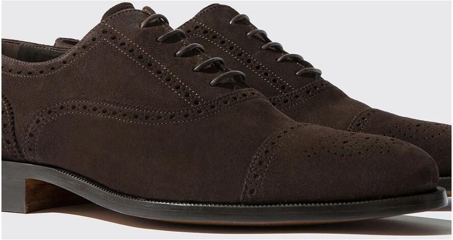 Scarosso Handgemaakte Donkerbruine Suède Oxford Schoenen