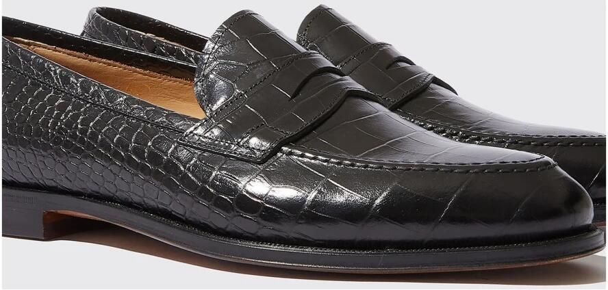 Scarosso Handgemaakte krokodillenprint loafers Black Heren - Foto 4