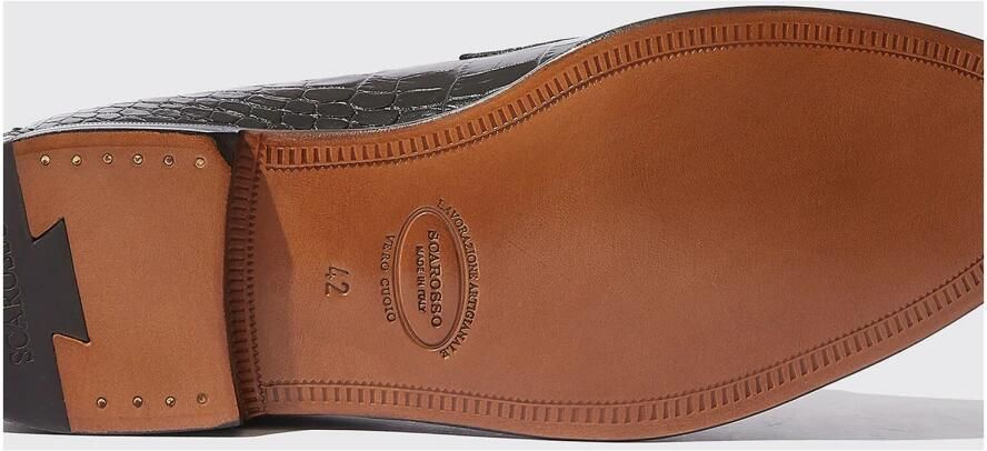 Scarosso Handgemaakte krokodillenprint loafers Black Heren - Foto 5