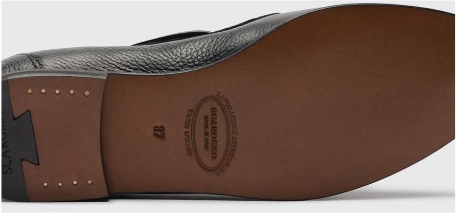 Scarosso Handgemaakte Zwarte Leren Boot Loafers - Foto 3