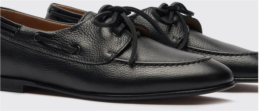 Scarosso Handgemaakte Zwarte Leren Boot Loafers - Foto 4