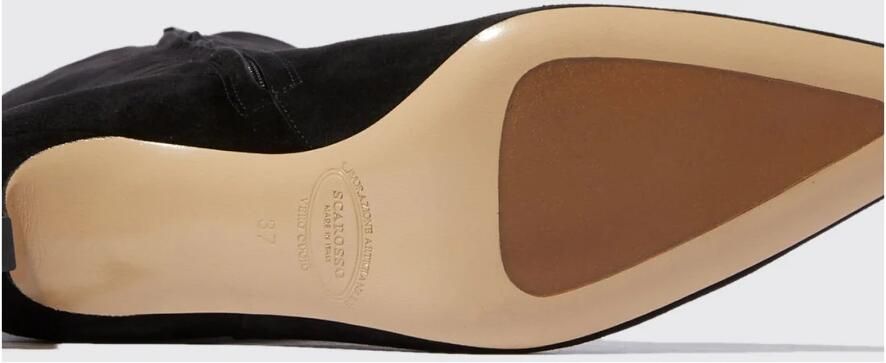 Scarosso Kira Zwarte Suède Kniehoge Hoge Laarzen Black Dames