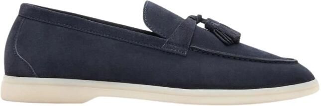 Scarosso Leandra Blu Scamosciata Handgemaakte Italiaanse mocassins Blue Dames