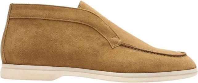 Scarosso Zandkleurige suède enkellaarsjes