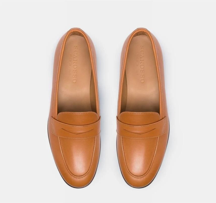 Scarosso Monica Loafers Handgemaakte Italiaanse leren penny loafers Brown Dames