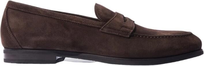 Scarosso Handgemaakte Italiaanse Penny Loafers Donkerbruin Suède Brown Heren