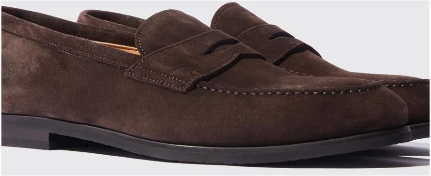 Scarosso Handgemaakte Italiaanse Penny Loafers Donkerbruin Suède Brown Heren - Foto 4