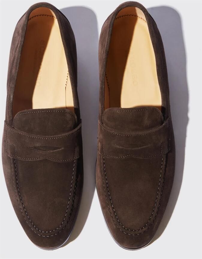 Scarosso Handgemaakte Italiaanse Penny Loafers Donkerbruin Suède Brown Heren - Foto 2