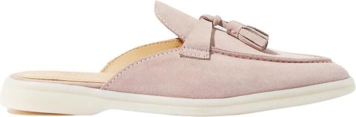 Scarosso Roze suède handgemaakte mules