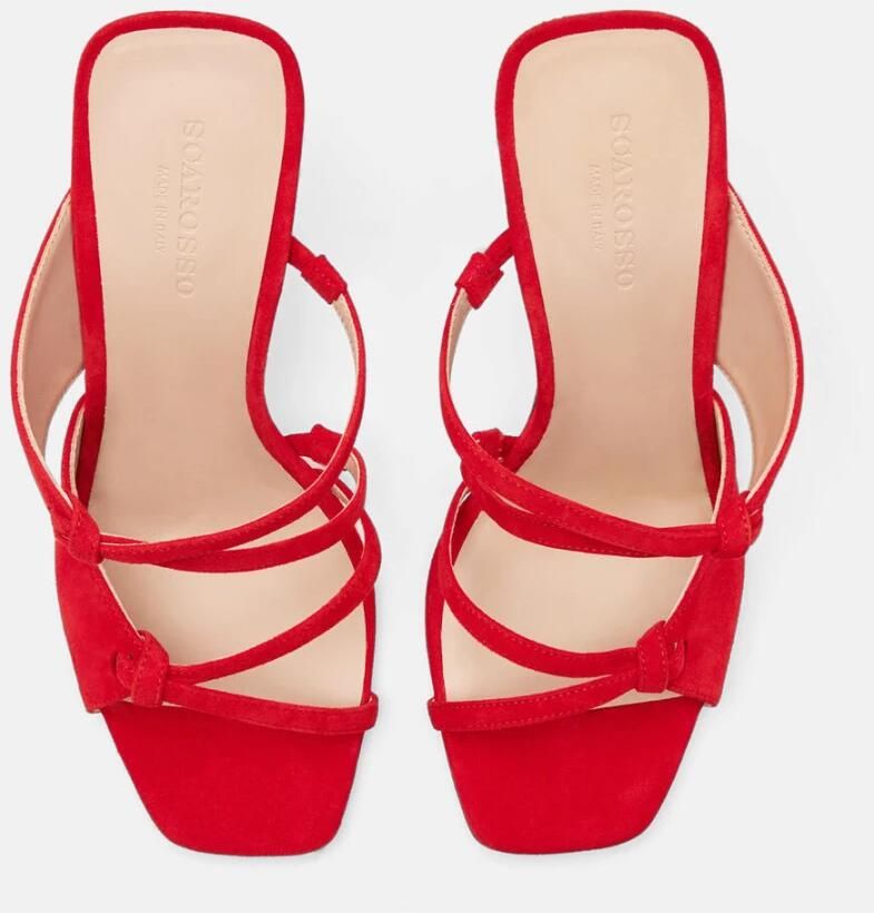 Scarosso Vierkante Neus Suède Sandalen Red Dames - Foto 2